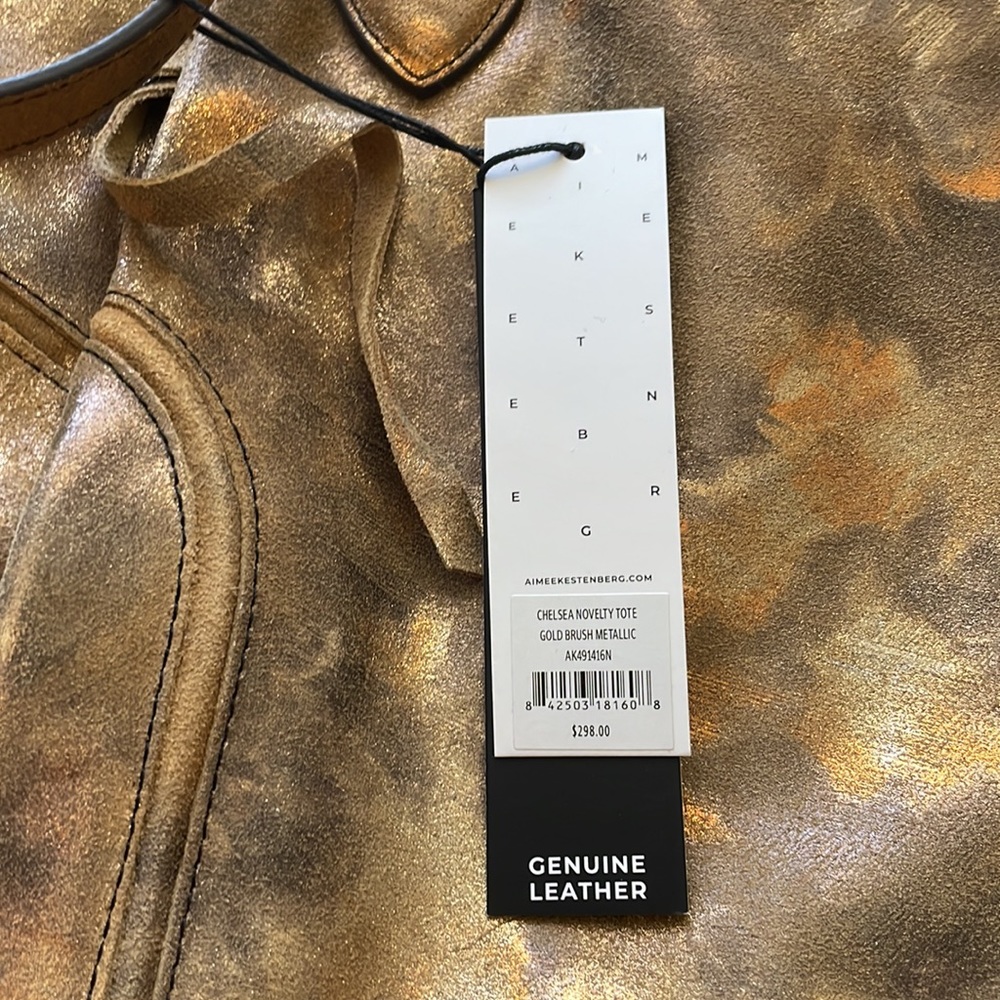Aimee Kestenberg Gold Metallic Chelsea Calf Leather Tote - New with tags - Picture 5 of 5